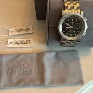 Michele | Accessories | Michele Chrome Black Watch | Poshmark display picture 3